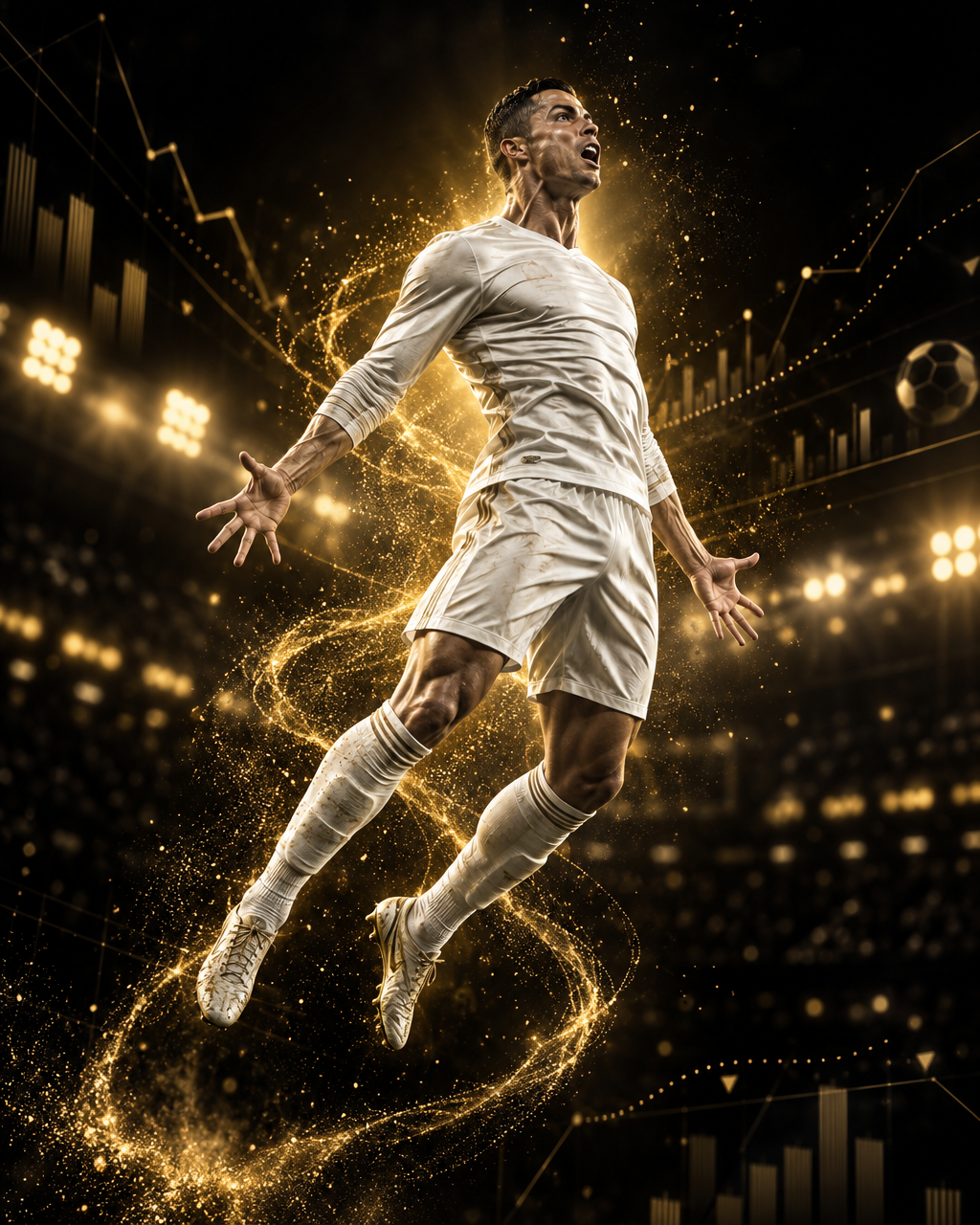 Football star celebrating a goal in premium sportsbook styling